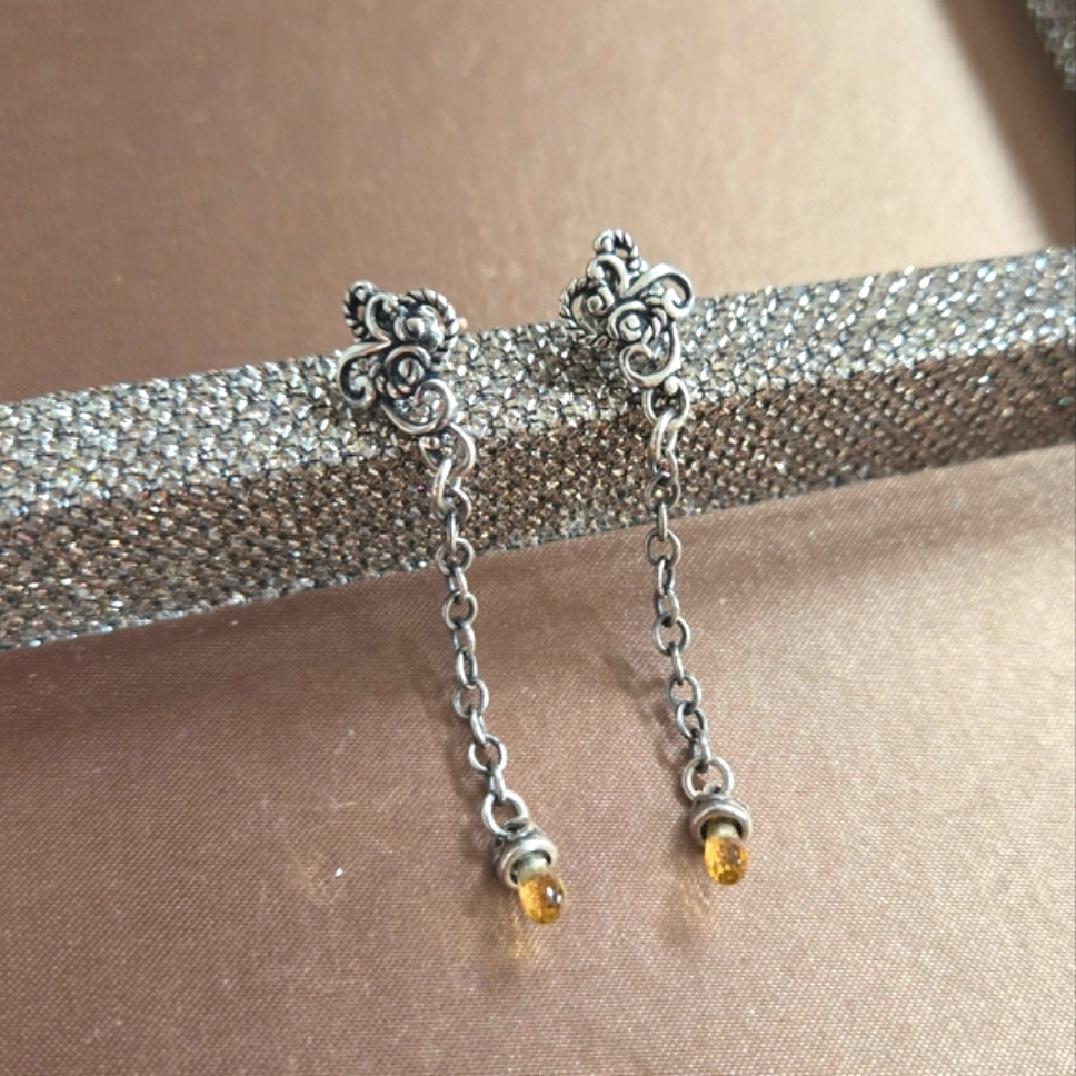 Carolyn Pollack Sterling Citrine Earrings 65$